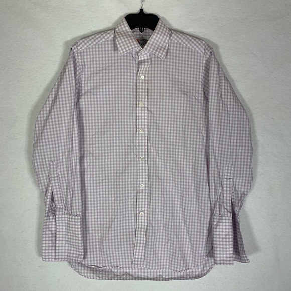 Turnbull Asser Gingham Dress Shirt Men 15.5-39 Sea Island Cotton French Cuff